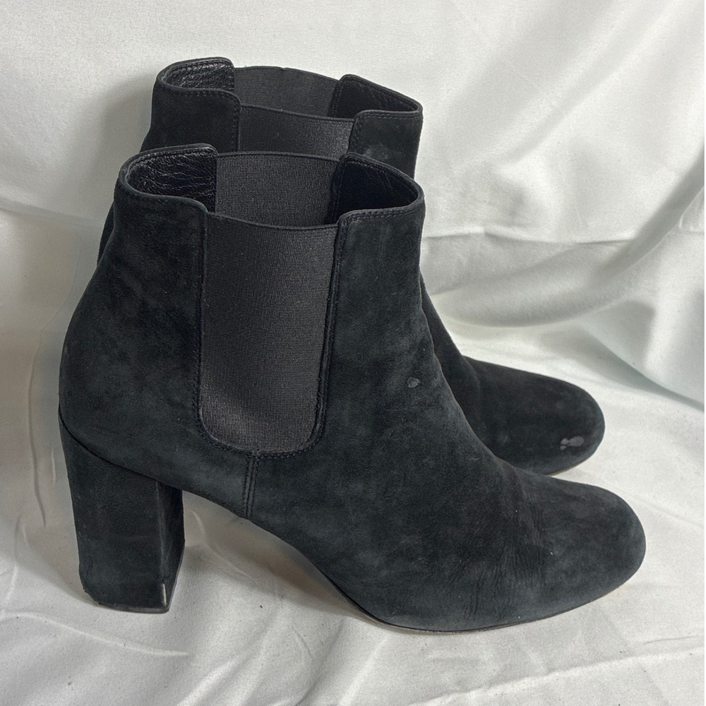 Saint Laurent Paris Loulou 70 Black Suede Chelsea Block Heel Boots 393796 38